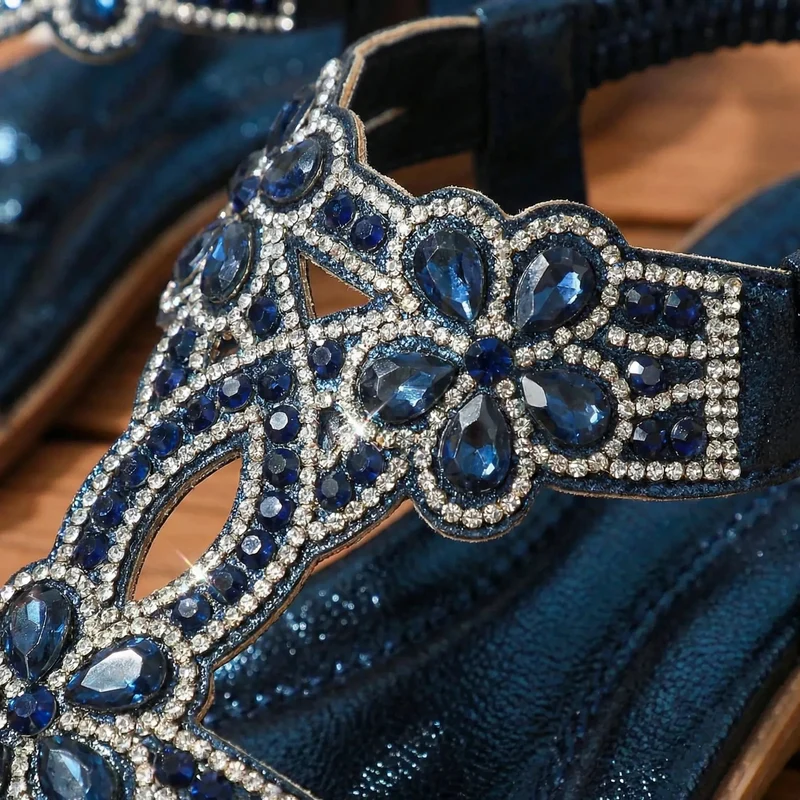 Damen Sandalen | Funkelnde Zierdetails & bequemer Riemen-Halt