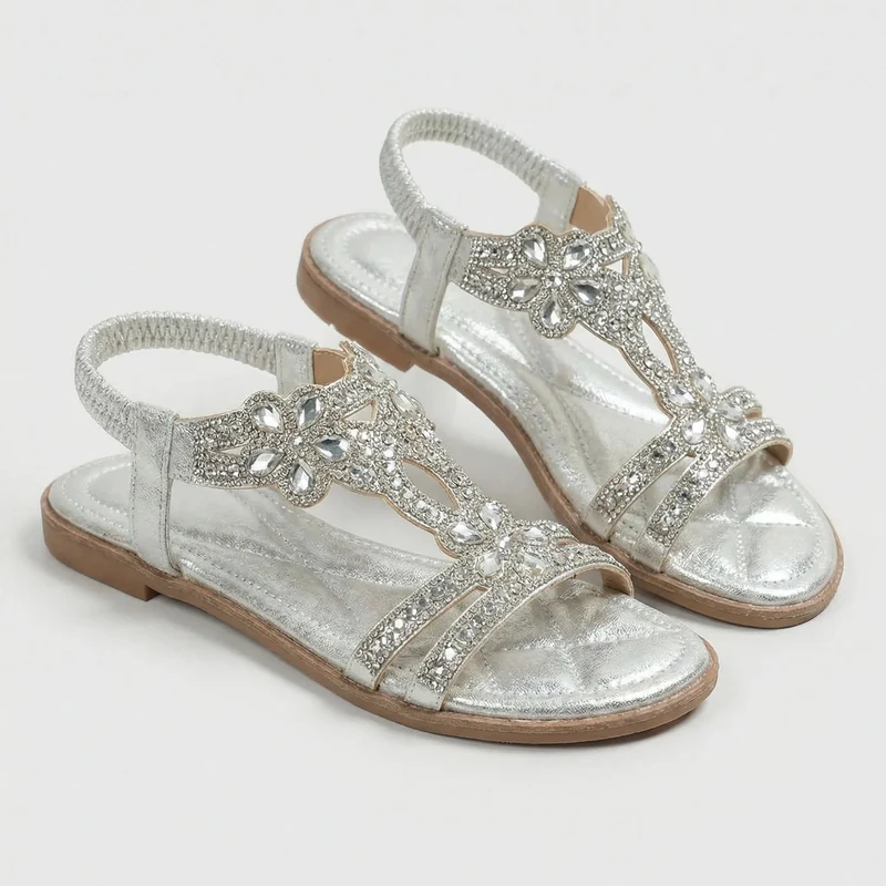 Damen Sandalen | Funkelnde Zierdetails & bequemer Riemen-Halt