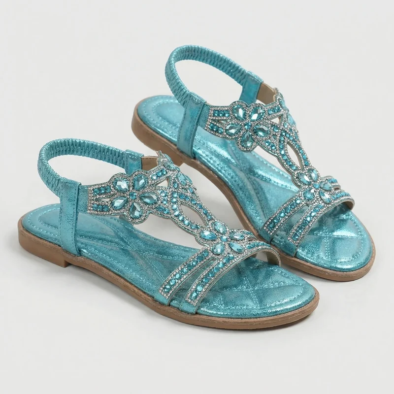 Damen Sandalen | Funkelnde Zierdetails & bequemer Riemen-Halt