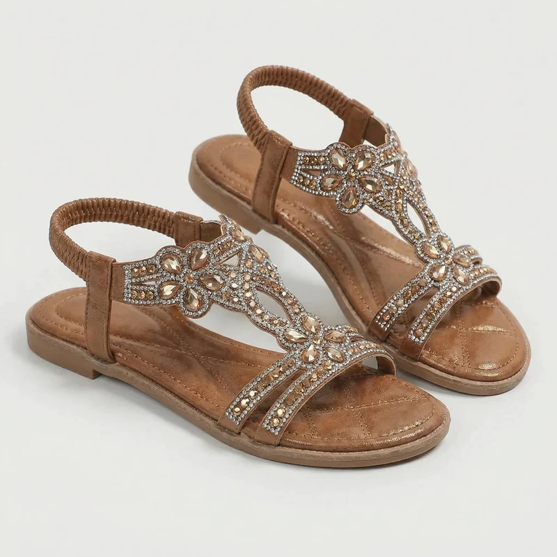 Damen Sandalen | Funkelnde Zierdetails & bequemer Riemen-Halt