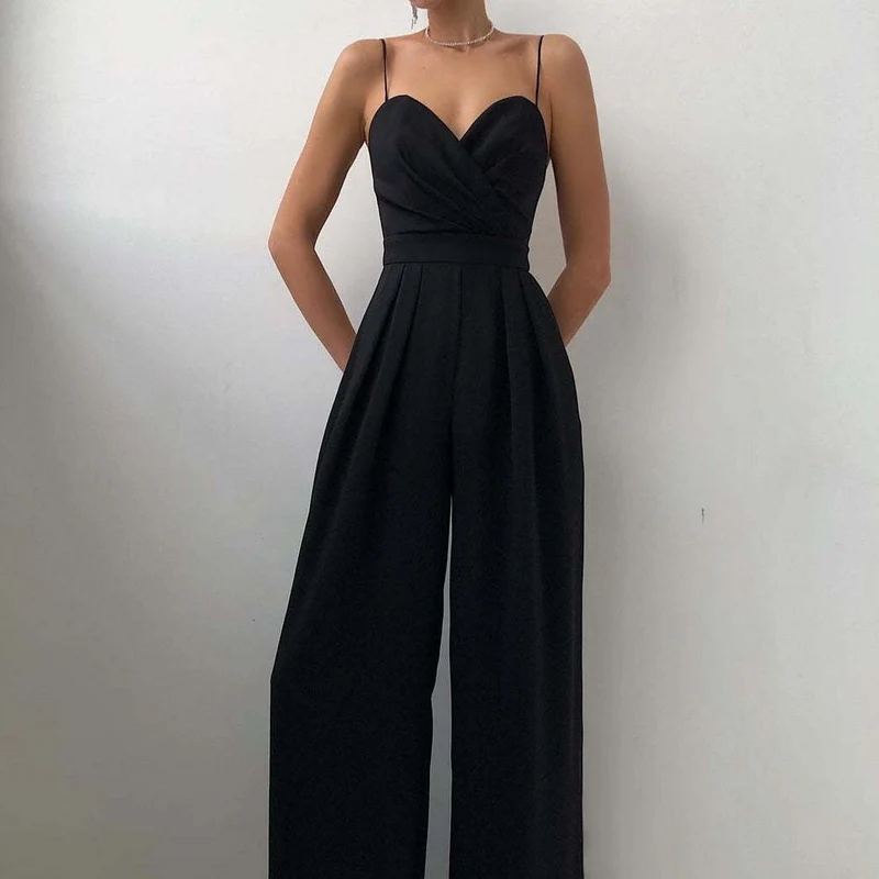Jumpsuit Damen | Tiefer V-Ausschnitt & Weites Bein