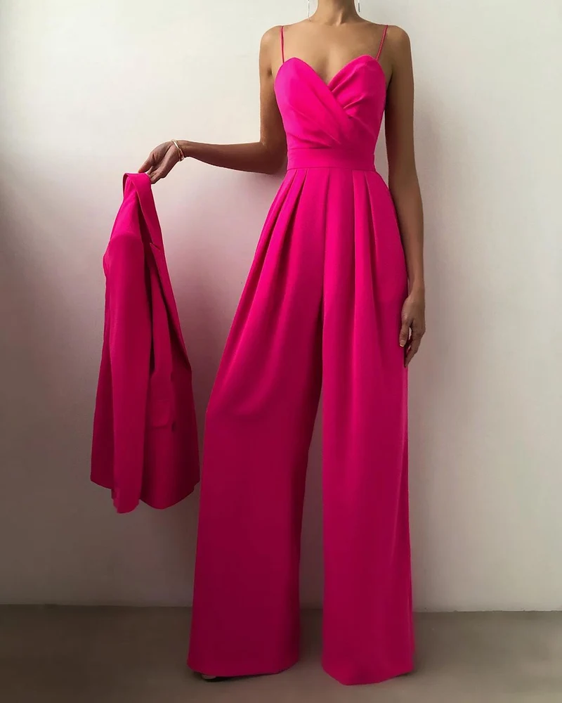 Jumpsuit Damen | Tiefer V-Ausschnitt & Weites Bein