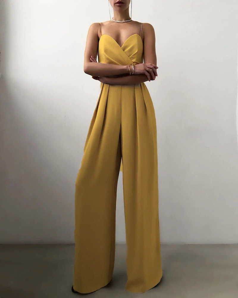 Jumpsuit Damen | Tiefer V-Ausschnitt & Weites Bein