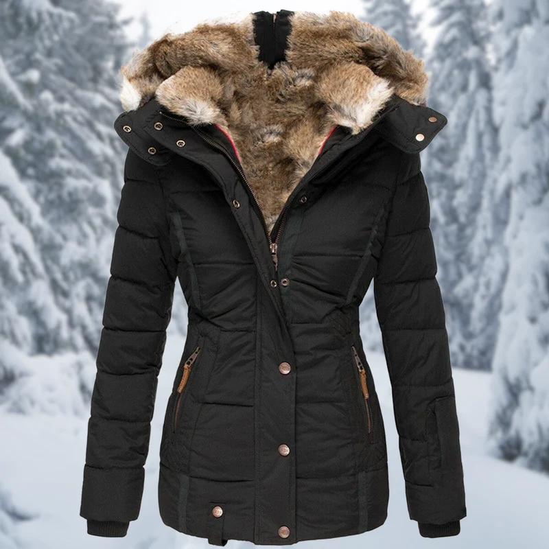 Winterjacke Damen | Steppjacke Damen | Tailliert & Abnehmbare Kapuze für Flexibilität