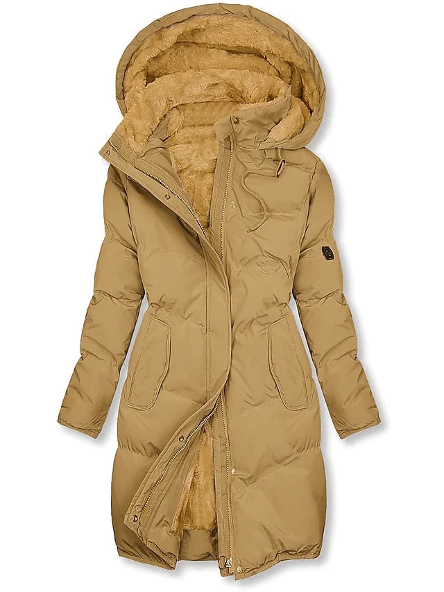 Wintermantel Damen | Langer Parka mit Kapuze | Warm & Winddicht für kalte Tage