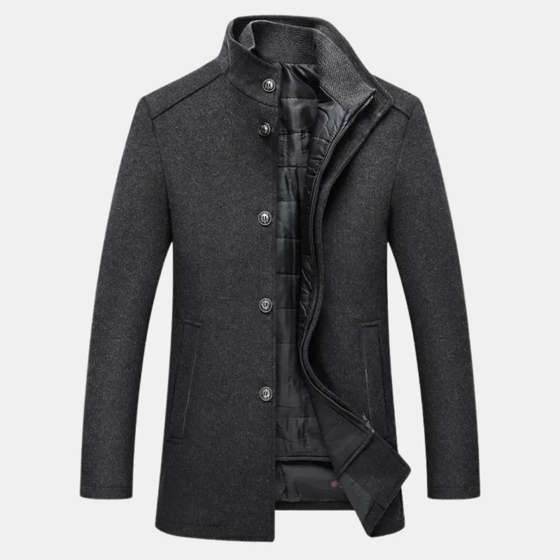 Mantel Herren | Eleganter Stehkragen | Gepolsterte Wärme für kalte Tage