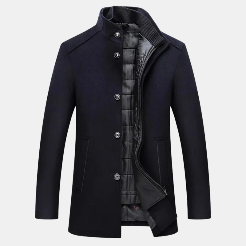 Mantel Herren | Eleganter Stehkragen | Gepolsterte Wärme für kalte Tage