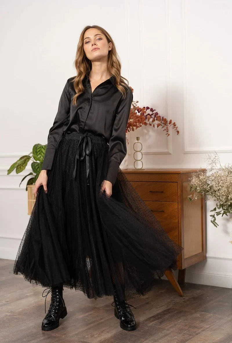 Maxirock Damen | Gepunkteter Tüll & Romantisch-Femininer Stil