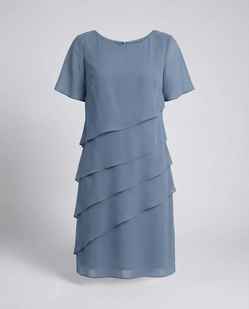 Elegantes Kleid Damen | Schlankmachender Schnitt & fließender Lagen-Look