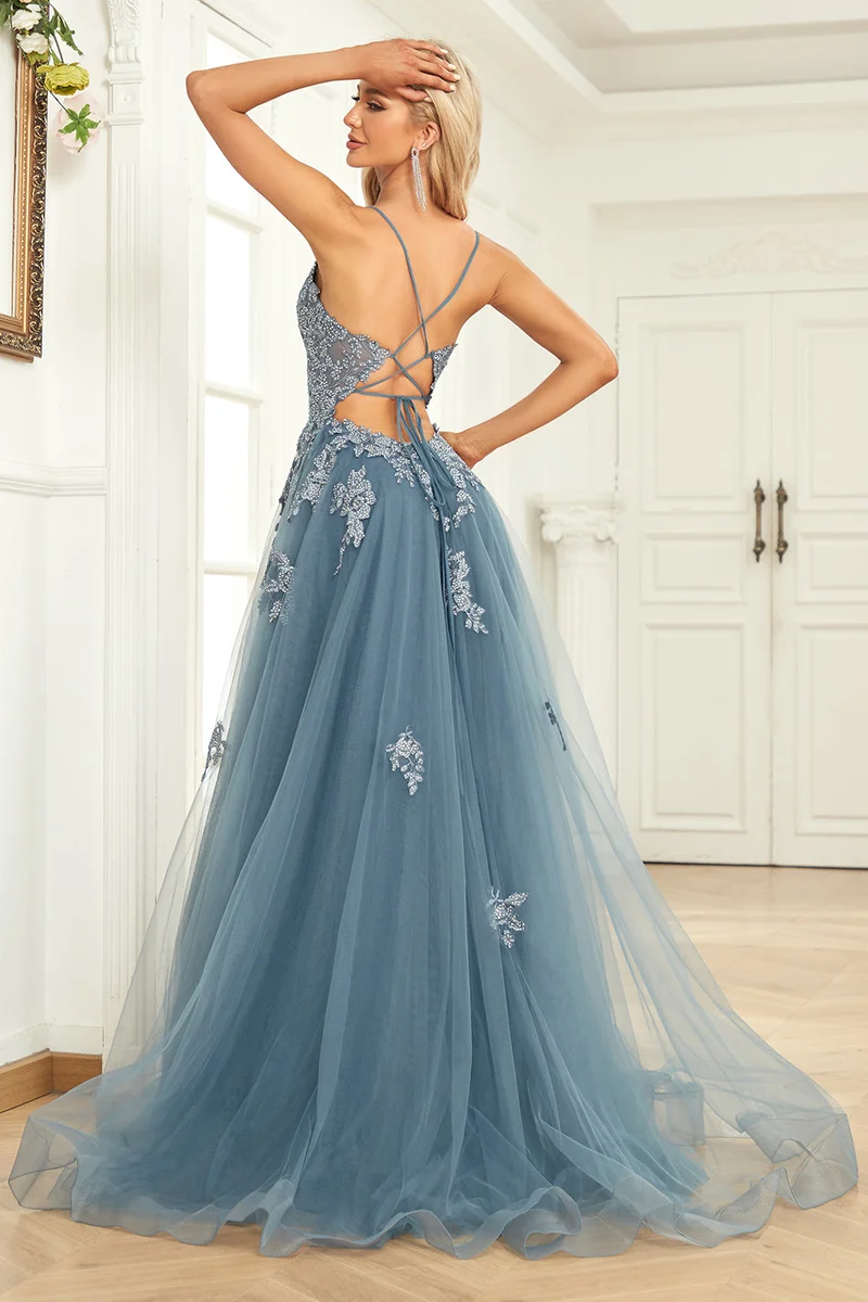 Stilvolles A-Linien Ballkleid Damen | Schnürung-Rücken & figurbetonender Look