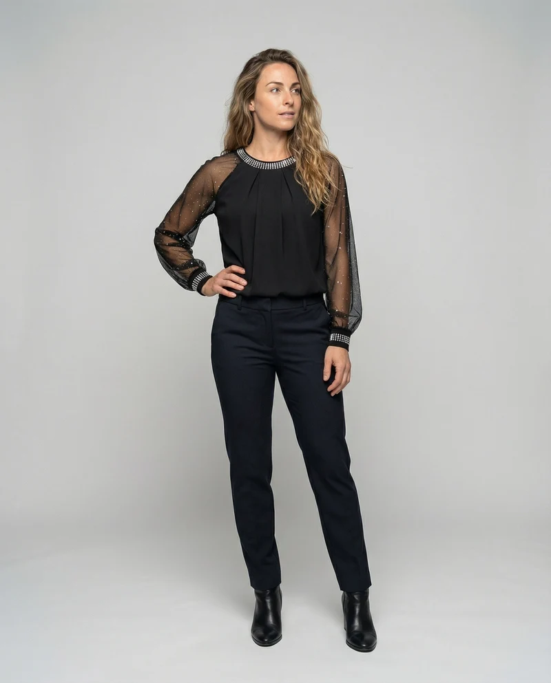 Mesh Top Damen | Glitzer-Details & Eleganter Look
