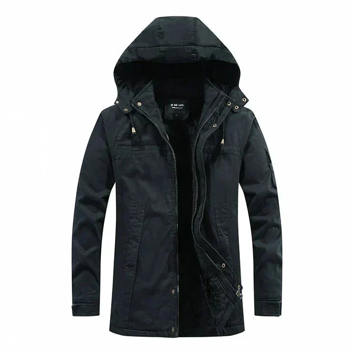Winterjacke Mantel Herren | Verdeckter Zip & Kapuze gegen Kälte