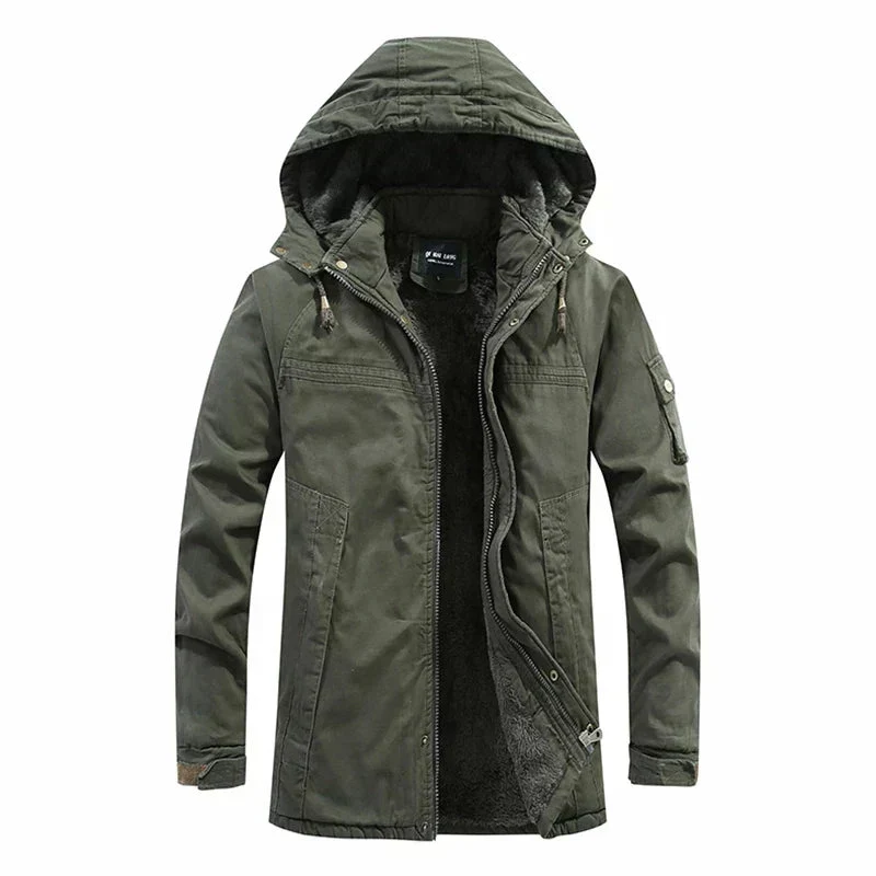 Winterjacke Mantel Herren | Verdeckter Zip & Kapuze gegen Kälte