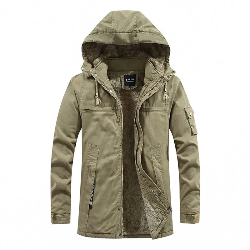 Winterjacke Mantel Herren | Verdeckter Zip & Kapuze gegen Kälte
