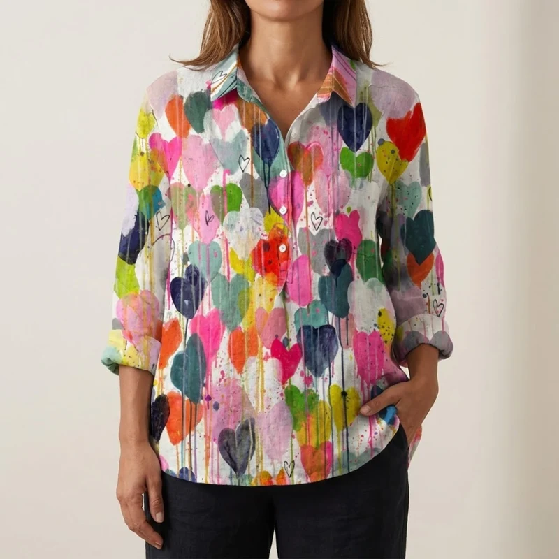 Hanna | Zeitloses Leinenhemd mit Muster Damen