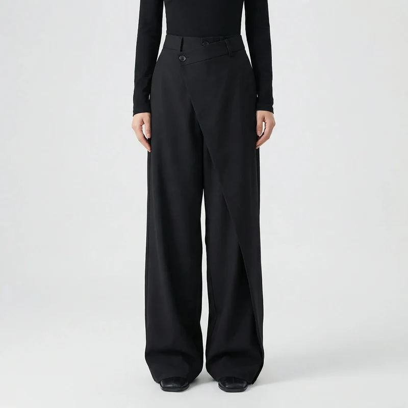 Damenhose | Wide-Leg Schnitt & Wickel-Optik für Elegante Linie