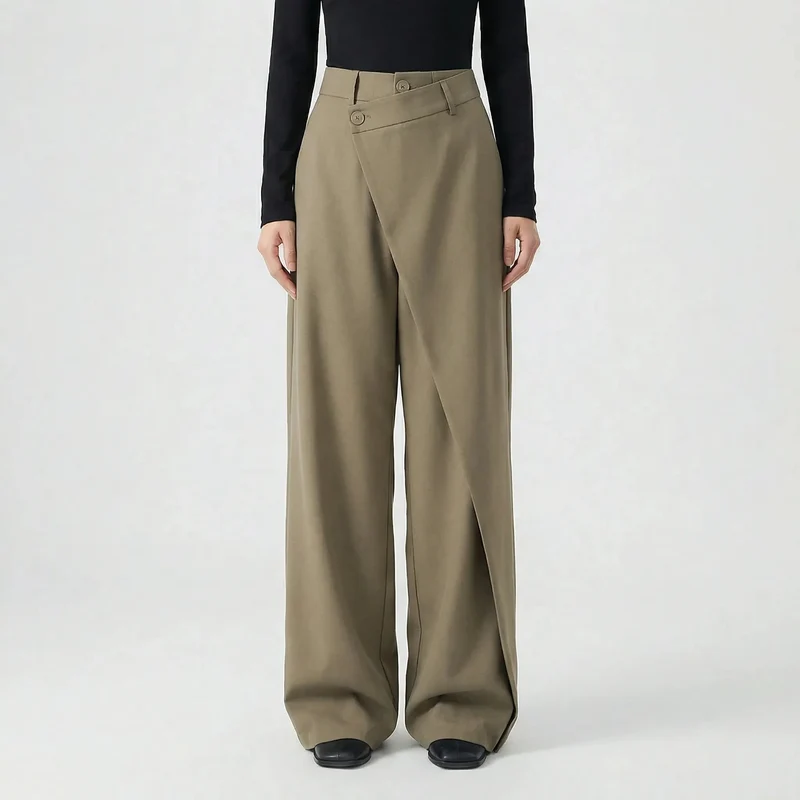Damenhose | Wide-Leg Schnitt & Wickel-Optik für Elegante Linie