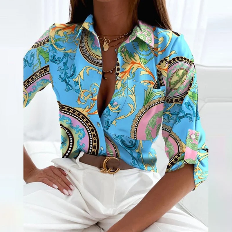 Langarm Hemd Damen | Eleganter Print & Schlankmachender Look