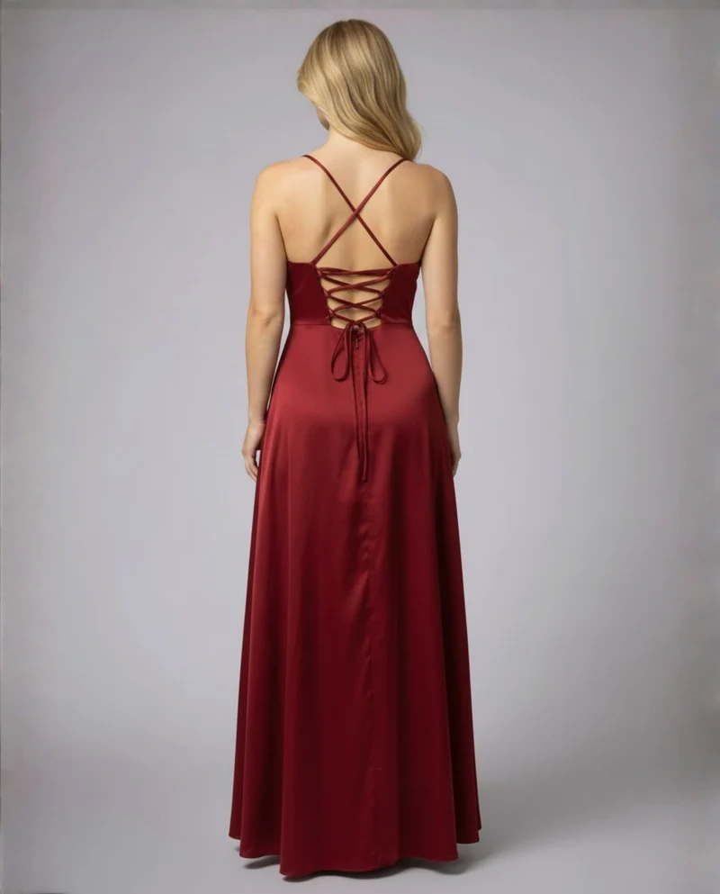 Seiden Maxikleid Damen | Drapierter Ausschnitt & Eleganter Beinschlitz