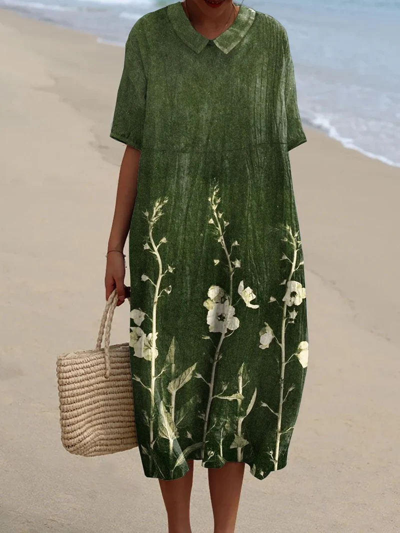 Sommerkleid mit Blumen Damen | Luftig & Figurumspielend