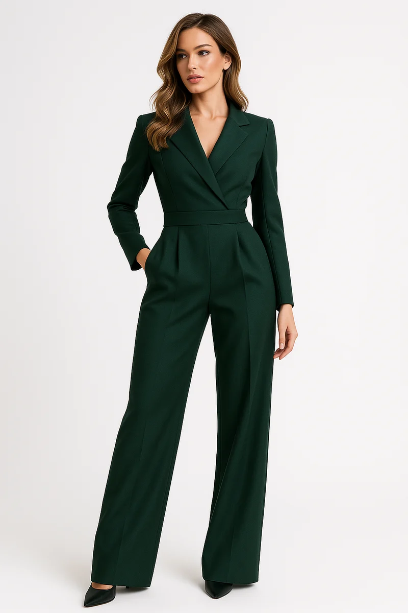 Jumpsuit Damen Wickeloptik | Tailliert & figurstreckendes weites Bein
