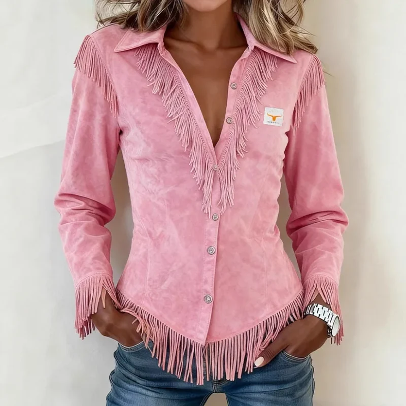 Alena | Stilvolle Bluse mit sanften Fransendetails