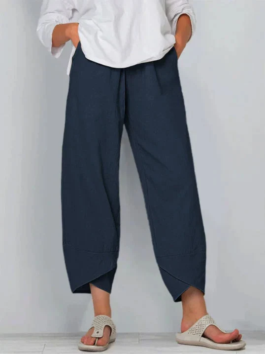 Damenhosen | Lässige Culotte mit Asymmetrischem Saum & Kordelzug