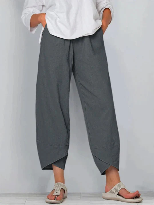Damenhosen | Lässige Culotte mit Asymmetrischem Saum & Kordelzug