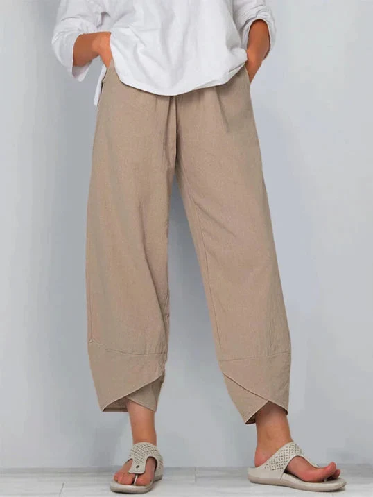 Damenhosen | Lässige Culotte mit Asymmetrischem Saum & Kordelzug