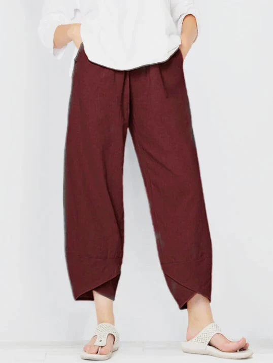 Damenhosen | Lässige Culotte mit Asymmetrischem Saum & Kordelzug