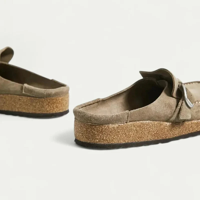 Damen Clogs | Premium Veloursleder & Ergonomische Kork-Laufsohle
