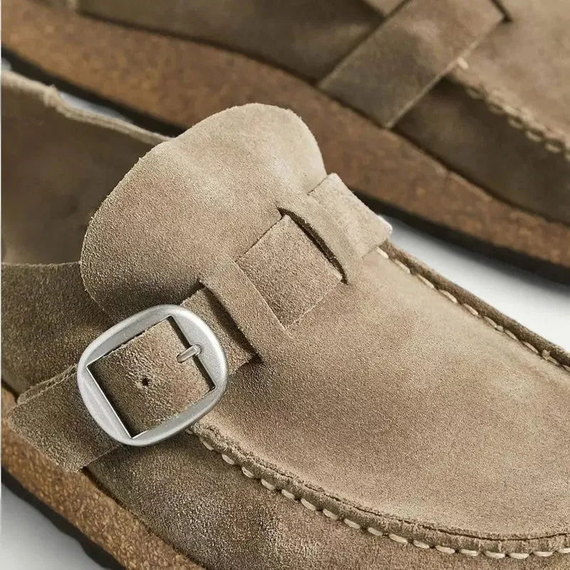Damen Clogs | Premium Veloursleder & Ergonomische Kork-Laufsohle