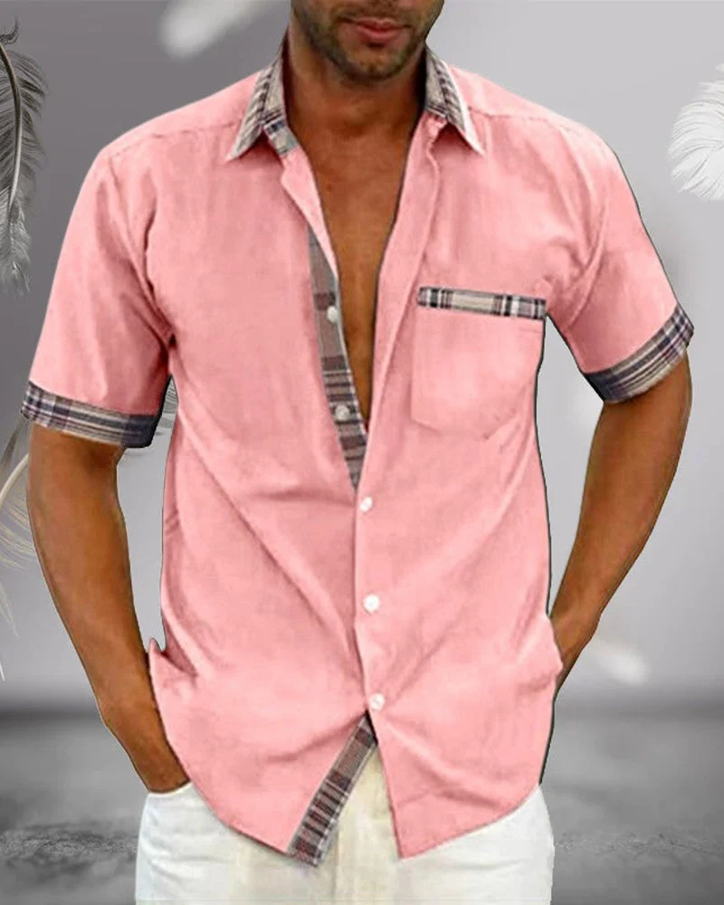 Kurzarmhemd Herren | Karierte Kontrast-Details & Sommerlicher Style