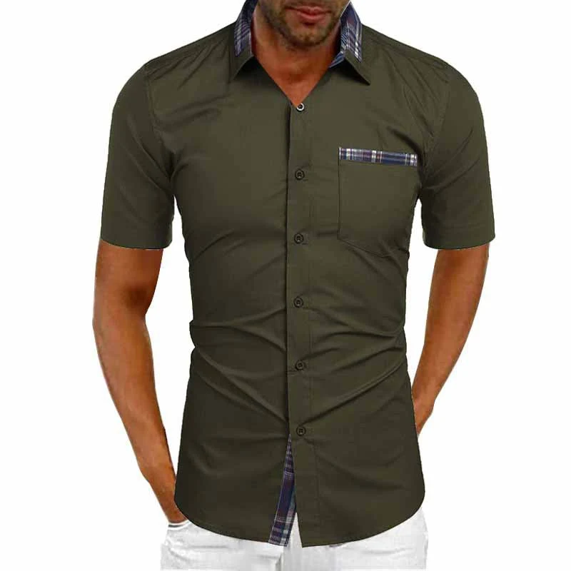 Kurzarmhemd Herren | Karierte Kontrast-Details & Sommerlicher Style