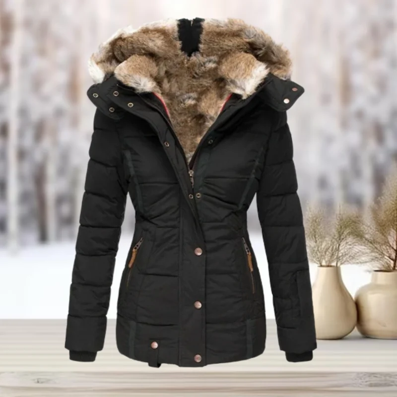 Winterjacke Damen | Steppjacke Damen | Abnehmbare Kapuze & taillierter Schnitt gegen Kälte