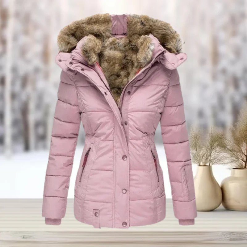 Winterjacke Damen | Steppjacke Damen | Abnehmbare Kapuze & taillierter Schnitt gegen Kälte