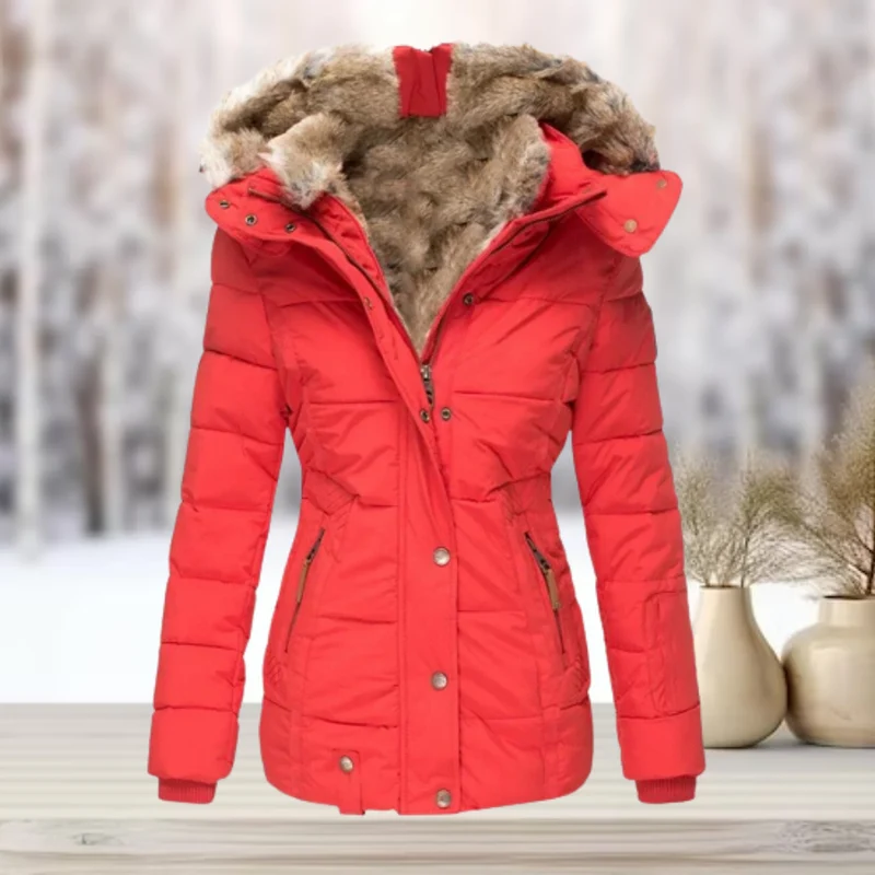 Winterjacke Damen | Steppjacke Damen | Abnehmbare Kapuze & taillierter Schnitt gegen Kälte