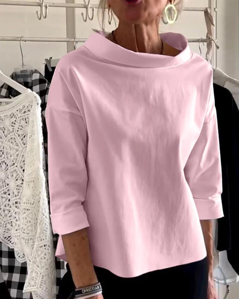 Damen Oberteil Shirt | U-Boot-Kragen & Lockerer Schnitt