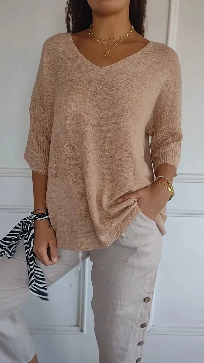 Stricktop Damen | V-Ausschnitt & Lockerer Wohlfühl-Schnitt