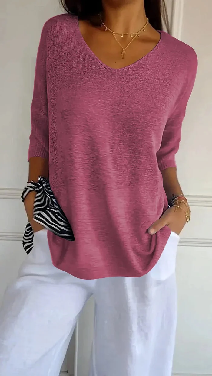 Stricktop Damen | V-Ausschnitt & Lockerer Wohlfühl-Schnitt