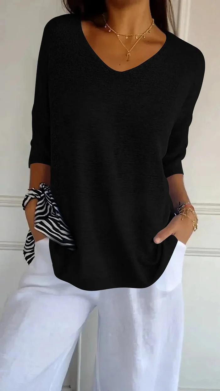 Stricktop Damen | V-Ausschnitt & Lockerer Wohlfühl-Schnitt