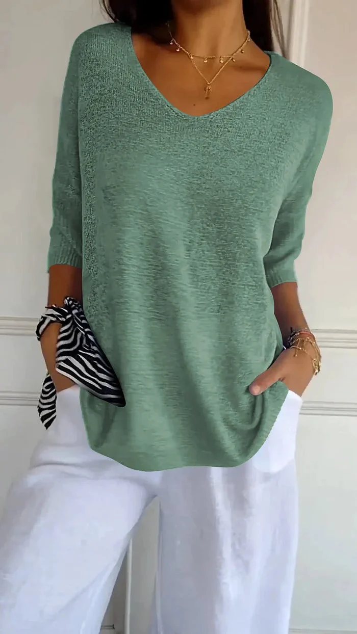 Stricktop Damen | V-Ausschnitt & Lockerer Wohlfühl-Schnitt