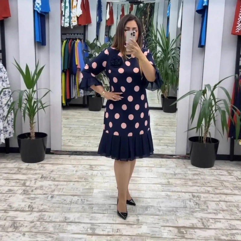 Clara | Elegantes Sommer Punkt Kleid Damen