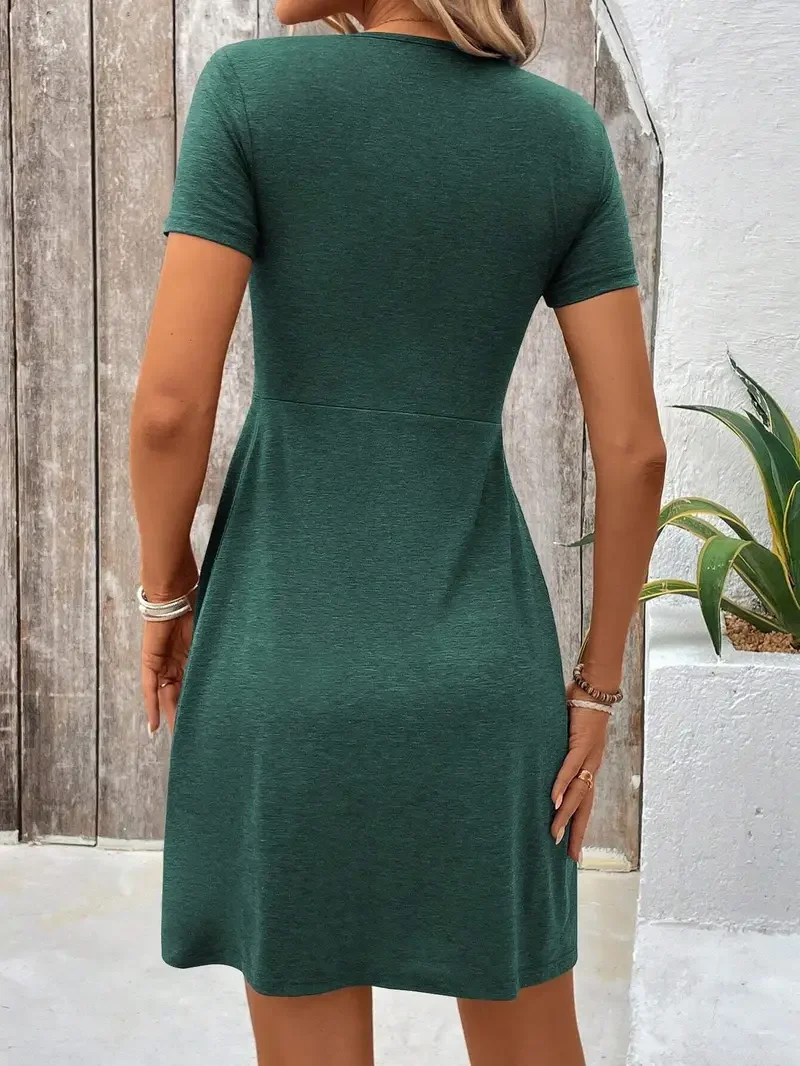 Sofia | V-Ausschnitt Kleid Kurzarm Gedreht Stil