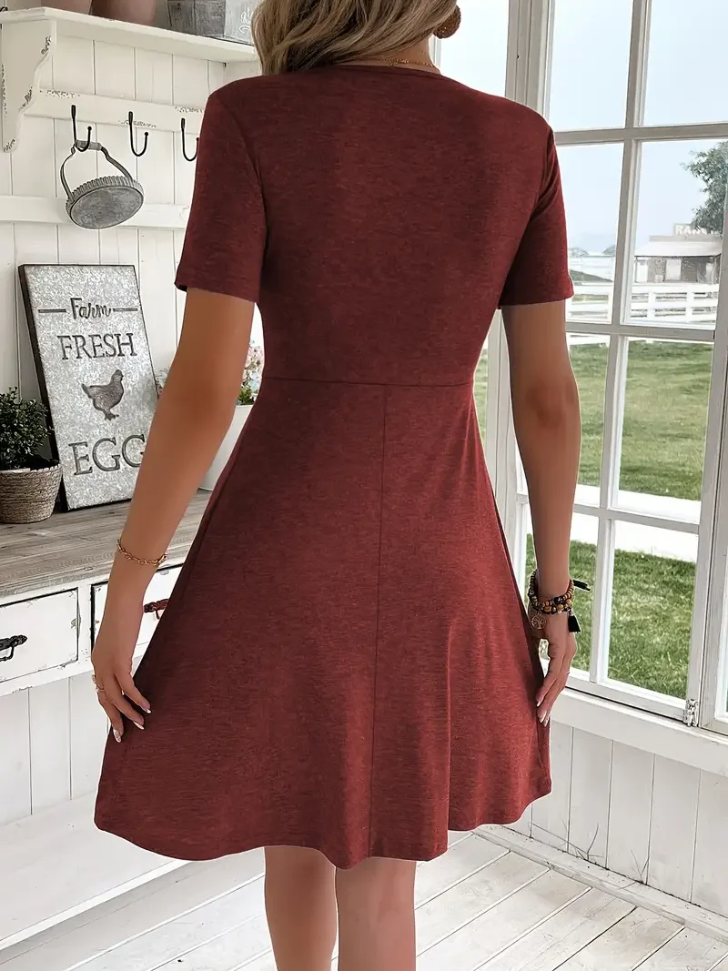 Sofia | V-Ausschnitt Kleid Kurzarm Gedreht Stil