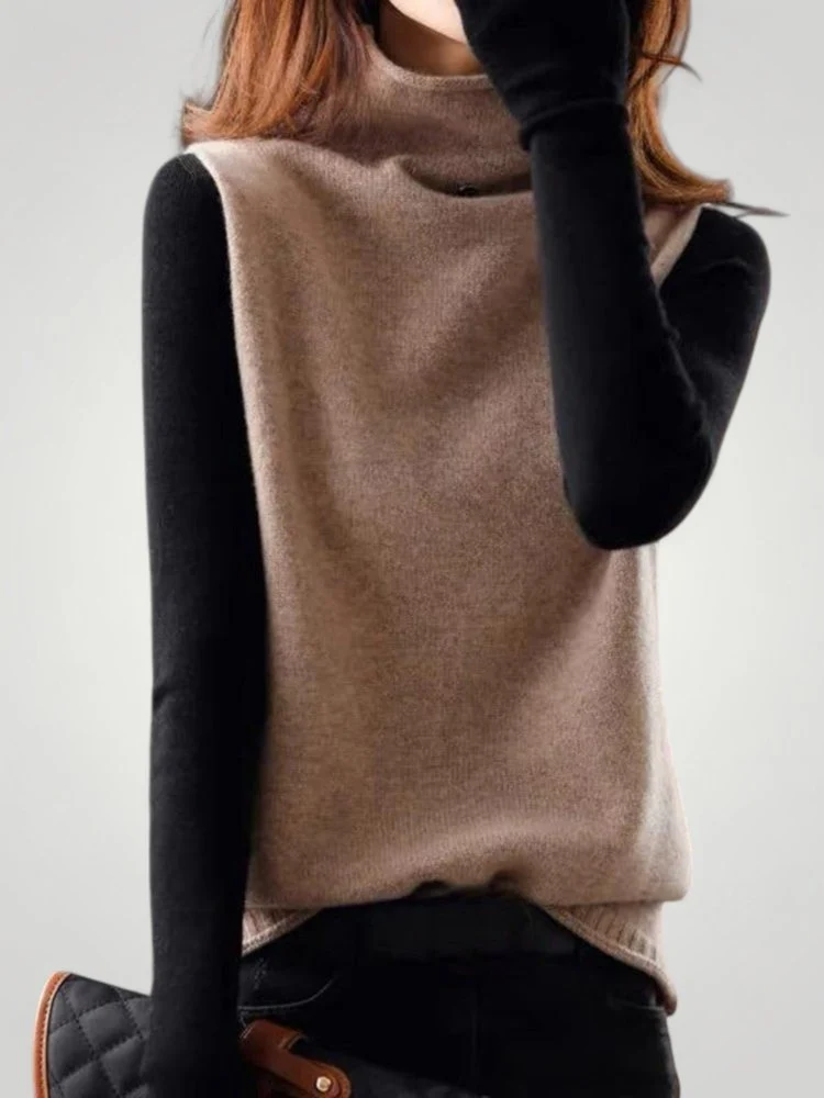 Klara | Eleganter Rollkragenpullover Farbblock Retro