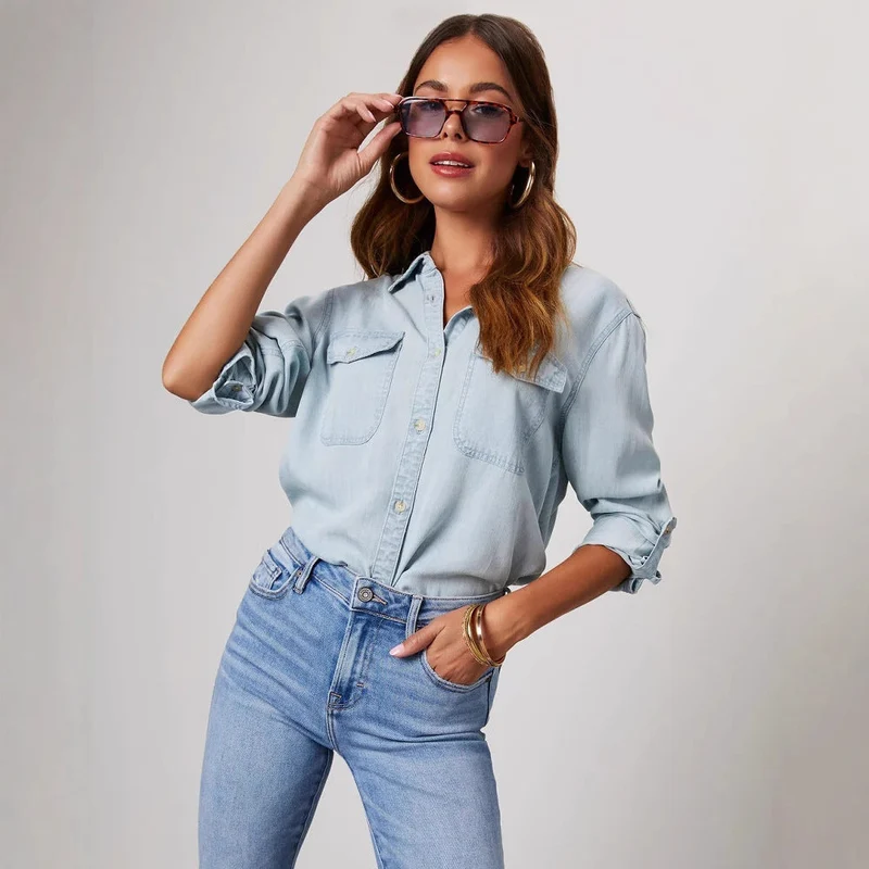Jeanshemd Damen | Lässige Passform & Brusttaschen