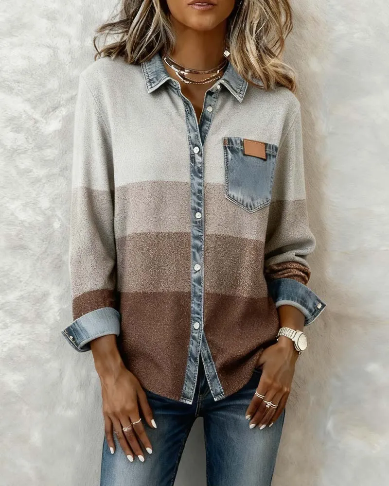 Nina | Damen Hemd modern geschnitten im Patchwork-Look