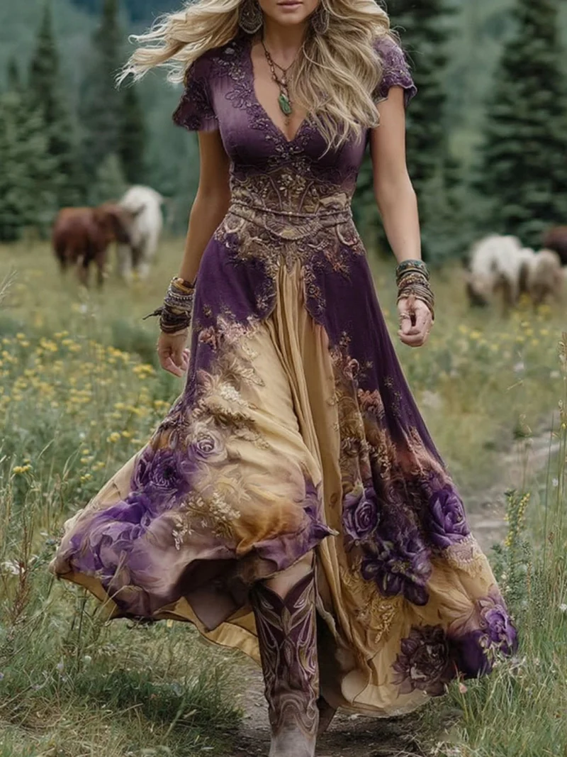 Sophie | Damen Maxikleid bunt fließend und elegant