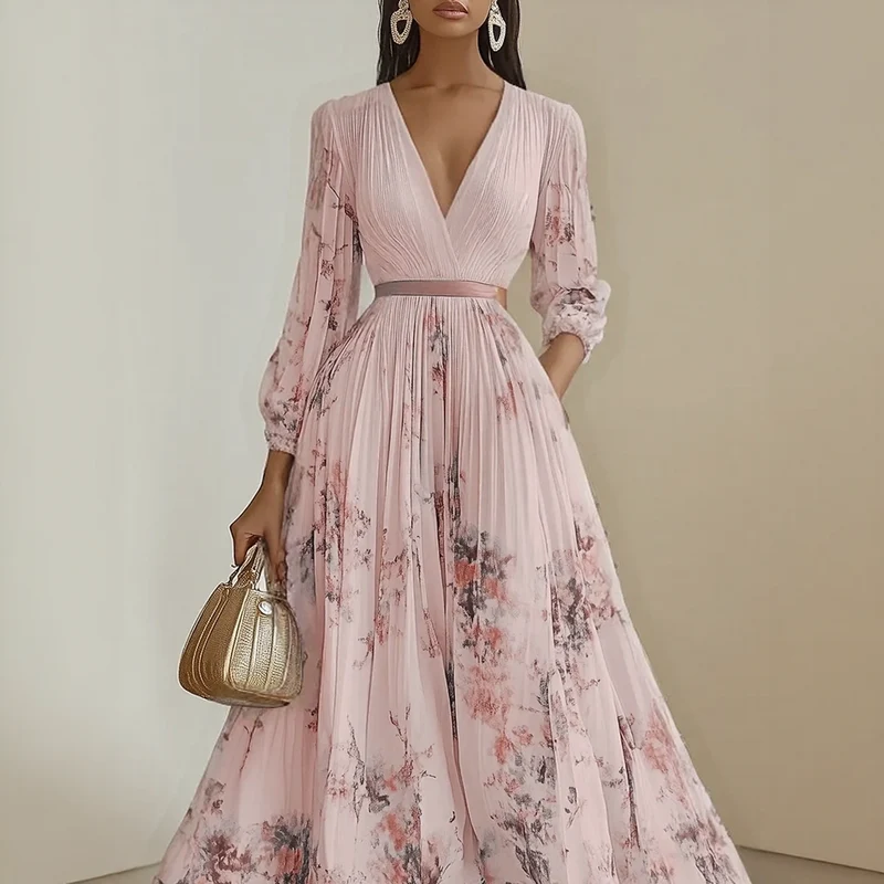 Lena | Damen Maxikleid elegant modern plissiert